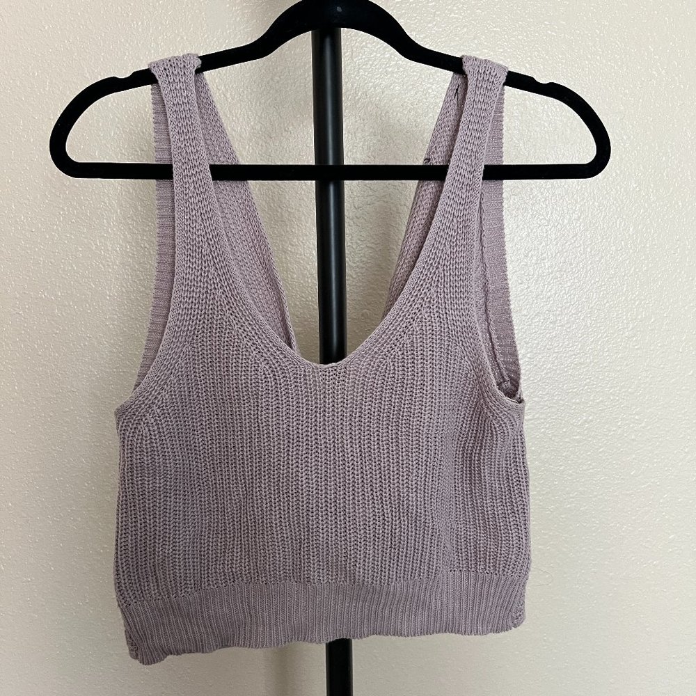 Lulu's Let's Get Away Dusty Purple Knit Twist Back Tank Top